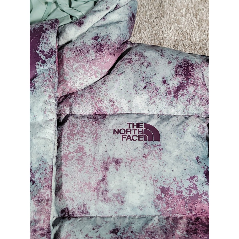 The North Face Puffer Jacket Womens Large Goose Down 700 Fill Hooded Ski Printed - Picture 6 of 16